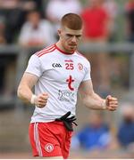 10 July 2021; Cathal McShane of Tyrone celebrates at the final whistle of the Ulster GAA Football Senior Championship quarter-final match between Tyrone and Cavan at Healy Park in Omagh, Tyrone. Photo by Stephen McCarthy/Sportsfile