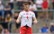 10 July 2021; Cathal McShane of Tyrone celebrates at the final whistle of the Ulster GAA Football Senior Championship quarter-final match between Tyrone and Cavan at Healy Park in Omagh, Tyrone. Photo by Stephen McCarthy/Sportsfile