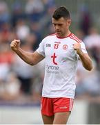 10 July 2021; Darren McCurry of Tyrone celebrates at the final whistle of the Ulster GAA Football Senior Championship quarter-final match between Tyrone and Cavan at Healy Park in Omagh, Tyrone. Photo by Stephen McCarthy/Sportsfile