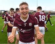 10 July 2021; Galway captain Adam Nolan celebrates after the 2020 Electric Ireland GAA Hurling All-Ireland Minor Championship Final match between Kilkenny and Galway at MW Hire O'Moore Park in Portlaoise, Laois. Photo by Matt Browne/Sportsfile