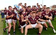 10 July 2021; Galway captain Adam Nolan lifts the cup after the 2020 Electric Ireland GAA Hurling All-Ireland Minor Championship Final match between Kilkenny and Galway at MW Hire O'Moore Park in Portlaoise, Laois. Photo by Matt Browne/Sportsfile