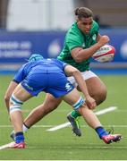 7 July 2021; George Saunderson of Ireland takes on Nicola Piantella of Italy during the U20 Six Nations Rugby Championship match between Italy and Ireland at Cardiff Arms Park in Cardiff, Wales. Photo by Gareth Everitt/Sportsfile