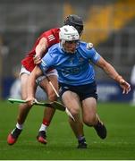 10 July 2021; Andrew Dunphy of Dublin in action against Pádraig Power of Cork during the 2020 Bord Gáis Energy GAA Hurling All-Ireland U20 Championship Final match between Dublin and Cork at UPMC Nowlan Park in Kilkenny. Photo by David Fitzgerald/Sportsfile