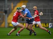 10 July 2021; Darragh Power of Dublin in action against Colin O'Brien of Cork during the 2020 Bord Gáis Energy GAA Hurling All-Ireland U20 Championship Final match between Dublin and Cork at UPMC Nowlan Park in Kilkenny. Photo by David Fitzgerald/Sportsfile