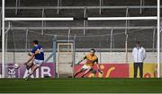 10 July 2021; Kerry goalkeeper Shane Ryan looks on as Conor Sweeney of Tipperary scores his side's first goal, from a penalty, during the Munster GAA Football Senior Championship Semi-Final match between Tipperary and Kerry at Semple Stadium in Thurles, Tipperary. Photo by Piaras Ó Mídheach/Sportsfile