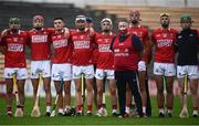 10 July 2021; Cork manager Pat Ryan and players stand for Amhrán na bhFiann prior to the 2020 Bord Gáis Energy GAA Hurling All-Ireland U20 Championship Final match between Dublin and Cork at UPMC Nowlan Park in Kilkenny. Photo by David Fitzgerald/Sportsfile