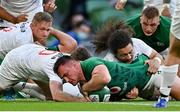 10 July 2021; Rónan Kelleher of Ireland scores his fourth try during the International Rugby Friendly match between Ireland and USA at the Aviva Stadium in Dublin. Photo by Brendan Moran/Sportsfile