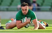 10 July 2021; Rónan Kelleher of Ireland scores his side's fourth try during the International Rugby Friendly match between Ireland and USA at the Aviva Stadium in Dublin. Photo by Brendan Moran/Sportsfile