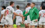 10 July 2021; Luke Carty of USA, left, shakes hands with Andrew Conway of Ireland after the International Rugby Friendly match between Ireland and USA at the Aviva Stadium in Dublin. Photo by Brendan Moran/Sportsfile