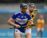 10 July 2021; Paddy Purcell of Laois in action against Aodhan O’Brien of Antrim during the GAA Hurling All-Ireland Senior Championship preliminary round match between Antrim and Laois at Parnell Park in Dublin. Photo by Seb Daly/Sportsfile
