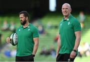 10 July 2021; Ireland head coach Andy Farrell, left, and forwards coach Paul O'Connell before the International Rugby Friendly match between Ireland and USA at the Aviva Stadium in Dublin. Photo by Ramsey Cardy/Sportsfile
