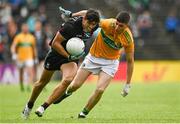 11 July 2021; Tommy Conroy of Mayo in action against Conor Dolan of Leitrim during the Connacht GAA Senior Football Championship Semi-Final match between Leitrim and Mayo at Elverys MacHale Park in Castlebar, Mayo. Photo by Harry Murphy/Sportsfile