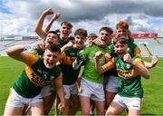 11 July 2021; Kerry players celebrate after their side's victory in the 2020 Electric Ireland GAA Football All-Ireland Minor Championship Semi-Final match between Roscommon and Kerry at LIT Gaelic Grounds in Limerick. Photo by Piaras Ó Mídheach/Sportsfile