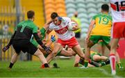 11 July 2021; Shane McGuigan of Derry in action against Stephen McMenamin during the Ulster GAA Football Senior Championship Quarter-Final match between Derry and Donegal at Páirc MacCumhaill in Ballybofey, Donegal. Photo by Stephen McCarthy/Sportsfile