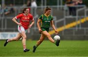 10 July 2021; Emma Troy of Meath in action against Áine O'Sullivan of Cork during the TG4 All-Ireland Senior Ladies Football Championship Group 2 Round 1 match between Cork and Meath at St Brendan's Park in Birr, Offaly. Photo by Ray McManus/Sportsfile
