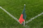 10 July 2021; A green and red flag, the colours of the local Birr GAA Club, flutters in the wind before the TG4 All-Ireland Senior Ladies Football Championship Group 2 Round 1 match between Cork and Meath at St Brendan's Park in Birr, Offaly. Photo by Ray McManus/Sportsfile