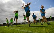 10 July 2021; Members of the Meath squad go through their warm up routine before the TG4 All-Ireland Senior Ladies Football Championship Group 2 Round 1 match between Cork and Meath at St Brendan's Park in Birr, Offaly. Photo by Ray McManus/Sportsfile