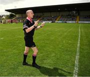 10 July 2021; Referee John Devlin before the TG4 All-Ireland Senior Ladies Football Championship Group 2 Round 1 match between Cork and Meath at St Brendan's Park in Birr, Offaly. Photo by Ray McManus/Sportsfile