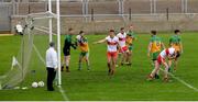 11 July 2021; Shane McGuigan appeals to the umpire after his team-mate Benny Heron had his goal attempt adjudged not to have crossed the line during the Ulster GAA Football Senior Championship Quarter-Final match between Derry and Donegal at Páirc MacCumhaill in Ballybofey, Donegal. Photo by Stephen McCarthy/Sportsfile