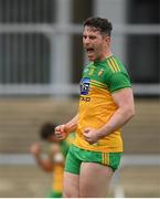 11 July 2021; Patrick McBrearty of Donegal celebrates at the final whistle of the Ulster GAA Football Senior Championship Quarter-Final match between Derry and Donegal at Páirc MacCumhaill in Ballybofey, Donegal. Photo by Stephen McCarthy/Sportsfile