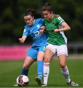 10 July 2021; Sarah McKevitt of Cork City and Aoife Brophy of DLR Waves  during the SSE Airtricity Women's National League match between DLR Waves and Cork City at UCD Bowl in Belfield, Dublin. Photo by Ben McShane/Sportsfile