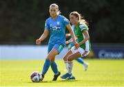 10 July 2021; Fiona Donnelly of DLR Waves and Eva Mangan of Cork City during the SSE Airtricity Women's National League match between DLR Waves and Cork City at UCD Bowl in Belfield, Dublin. Photo by Ben McShane/Sportsfile