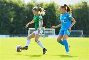 10 July 2021; Sophie Liston of Cork City and Niamh Prior of DLR Waves during the SSE Airtricity Women's National League match between DLR Waves and Cork City at UCD Bowl in Belfield, Dublin. Photo by Ben McShane/Sportsfile