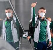 12 July 2021; Team Ireland gymnast Rhys McClenaghan at Dublin Airport on his departure for the Tokyo 2020 Olympic Games. Photo by Ramsey Cardy/Sportsfile