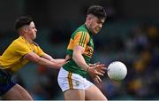 11 July 2021; Oisín Maunsell of Kerry in action against Eoin Ward of Roscommon during the 2020 Electric Ireland GAA Football All-Ireland Minor Championship Semi-Final match between Roscommon and Kerry at LIT Gaelic Grounds in Limerick. Photo by Piaras Ó Mídheach/Sportsfile