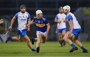 12 July 2021; Devon Ryan of Tipperary in action against Kevin Mahony, left, and Reuben Halloran of Waterford during the Munster GAA Hurling U20 Championship Quarter-Final match between Tipperary and Waterford at Semple Stadium in Thurles, Tipperary. Photo by Piaras Ó Mídheach/Sportsfile
