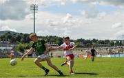 10 July 2021; Liam Strafford of Meath in action against Mark Doherty of Derry during the 2020 Electric Ireland GAA Football All-Ireland Minor Championship Semi-Final match between Meath and Derry at Páirc Esler in Newry, Down. Photo by Eóin Noonan/Sportsfile