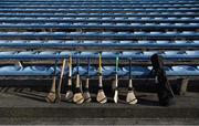 12 July 2021; Spare hurls in the stand before the Munster GAA Hurling U20 Championship Quarter-Final match between Tipperary and Waterford at Semple Stadium in Thurles, Tipperary. Photo by Piaras Ó Mídheach/Sportsfile