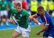 13 July 2021; Ben Moxham of Ireland is tackled by Alexandre Tchapchet of France during the U20 Six Nations Rugby Championship match between Ireland and France at Cardiff Arms Park in Cardiff, Wales. Photo by Mark Lewis/Sportsfile