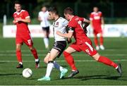 13 July 2021; Michael Duffy of Dundalk in action against Craig Williams of Newtown during the UEFA Europa Conference League first qualifying round second leg match between Newtown and Dundalk at Park Hall in Oswestry, England. Photo by Gareth Everett/Sportsfile
