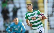 13 July 2021; Graham Burke of Shamrock Rovers celebrates after scoring his side's first goal, from a penalty, during the UEFA Champions League first qualifying round second leg match between Shamrock Rovers and Slovan Bratislava at Tallaght Stadium in Dublin. Photo by Stephen McCarthy/Sportsfile