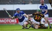 13 July 2021; Mark Hennessy of Laois attempts a shot at goal under pressure from Peter McDonald, top, and Jamie Young of Kilkenny during the Leinster U20 Hurling Championship Quarter-Final match between Kilkenny and Laois at UPMC Nowlan Park in Kilkenny. Photo by Sam Barnes/Sportsfile