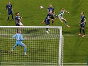 13 July 2021; Liam Scales of Shamrock Rovers has a header on goal during the UEFA Champions League first qualifying round second leg match between Shamrock Rovers and Slovan Bratislava at Tallaght Stadium in Dublin. Photo by Stephen McCarthy/Sportsfile
