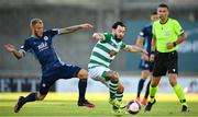 13 July 2021; Richie Towell of Shamrock Rovers in action against Joeri de Kamps of Slovan Bratislava during the UEFA Champions League first qualifying round second leg match between Shamrock Rovers and Slovan Bratislava at Tallaght Stadium in Dublin. Photo by Stephen McCarthy/Sportsfile