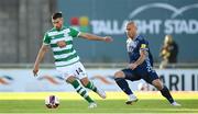 13 July 2021; Danny Mandroiu of Shamrock Rovers in action against Jaba Kankava of Slovan Bratislava during the UEFA Champions League first qualifying round second leg match between Shamrock Rovers and Slovan Bratislava at Tallaght Stadium in Dublin. Photo by Stephen McCarthy/Sportsfile
