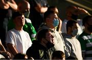 13 July 2021; Shamrock Rovers supporters during the UEFA Champions League first qualifying round second leg match between Shamrock Rovers and Slovan Bratislava at Tallaght Stadium in Dublin. Photo by Stephen McCarthy/Sportsfile