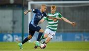 13 July 2021; Vladimír Weiss of Slovan Bratislava in action against Rory Gaffney of Shamrock Rovers during the UEFA Champions League first qualifying round second leg match between Shamrock Rovers and Slovan Bratislava at Tallaght Stadium in Dublin. Photo by Stephen McCarthy/Sportsfile