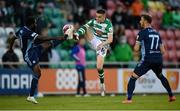 13 July 2021; Gary O'Neill of Shamrock Rovers in action against Rabiu Ibrahim of Slovan Bratislava during the UEFA Champions League first qualifying round second leg match between Shamrock Rovers and Slovan Bratislava at Tallaght Stadium in Dublin. Photo by Stephen McCarthy/Sportsfile
