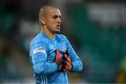 13 July 2021; Slovan Bratislava goalkeeper Adrián Chovan during the UEFA Champions League first qualifying round second leg match between Shamrock Rovers and Slovan Bratislava at Tallaght Stadium in Dublin. Photo by Stephen McCarthy/Sportsfile