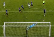 13 July 2021; Richie Towell of Shamrock Rovers scores his side's second goal past Slovan Bratislava goalkeeper Adrián Chovan during the UEFA Champions League first qualifying round second leg match between Shamrock Rovers and Slovan Bratislava at Tallaght Stadium in Dublin. Photo by Stephen McCarthy/Sportsfile