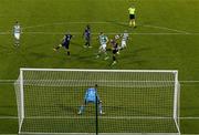 13 July 2021; Aaron Greene of Shamrock Rovers has a header on goal during the UEFA Champions League first qualifying round second leg match between Shamrock Rovers and Slovan Bratislava at Tallaght Stadium in Dublin. Photo by Stephen McCarthy/Sportsfile