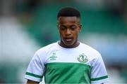 13 July 2021; Aidomo Emakhu of Shamrock Rovers before the UEFA Champions League first qualifying round second leg match between Shamrock Rovers and Slovan Bratislava at Tallaght Stadium in Dublin. Photo by Stephen McCarthy/Sportsfile