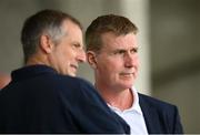 13 July 2021; Republic of Ireland manager Stephen Kenny and Republic of Ireland U21 manager Jim Crawford, left, during the UEFA Champions League first qualifying round second leg match between Shamrock Rovers and Slovan Bratislava at Tallaght Stadium in Dublin. Photo by Stephen McCarthy/Sportsfile