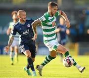 13 July 2021; Lee Grace of Shamrock Rovers in action against Vladimír Weiss of Slovan Bratislava during the UEFA Champions League first qualifying round second leg match between Shamrock Rovers and Slovan Bratislava at Tallaght Stadium in Dublin. Photo by Stephen McCarthy/Sportsfile