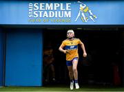 14 July 2021; Clare captain Sean Rynne leads his side out to the pitch before the 2021 Electric Ireland Munster GAA Hurling Minor Championship Quarter-Final match between Clare and Cork at Semple Stadium in Thurles, Tipperary. Photo by Eóin Noonan/Sportsfile