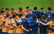 14 July 2021; Clare manager Terence Chaplin speaks to his players after the 2021 Electric Ireland Munster GAA Hurling Minor Championship Quarter-Final match between Clare and Cork at Semple Stadium in Thurles, Tipperary. Photo by Eóin Noonan/Sportsfile